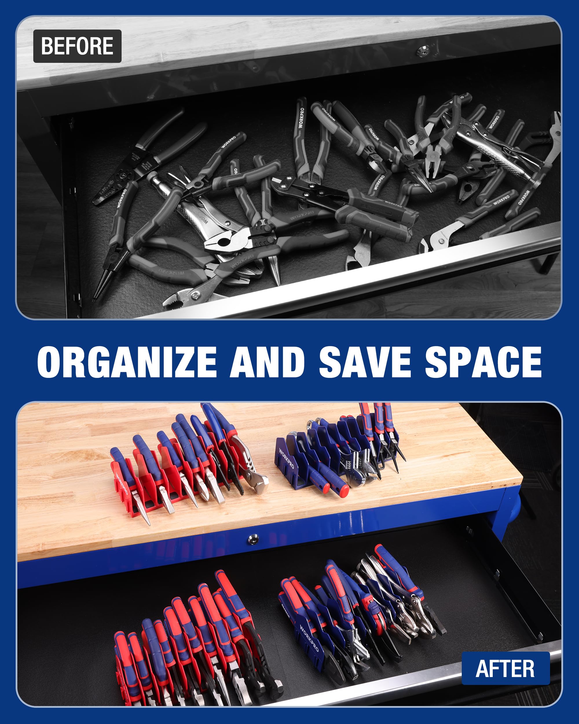 Non-slip rubber base keeps WORKPRO rack steady during transport