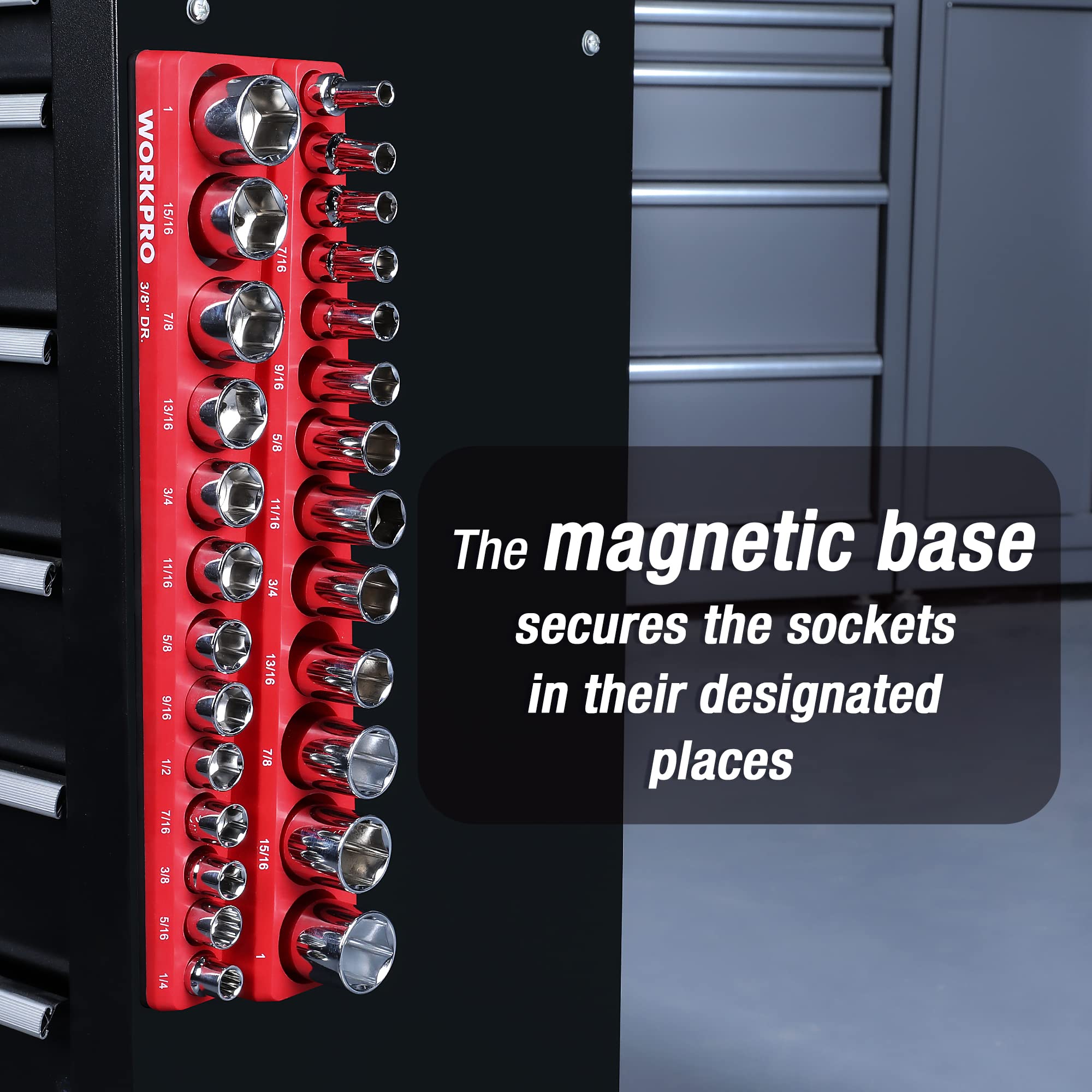 WORKPRO note: not suitable for storing impact sockets