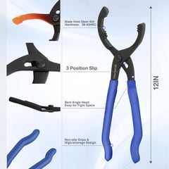 WORKPRO soft-grip oil filter plier offering ergonomic control in tight spaces