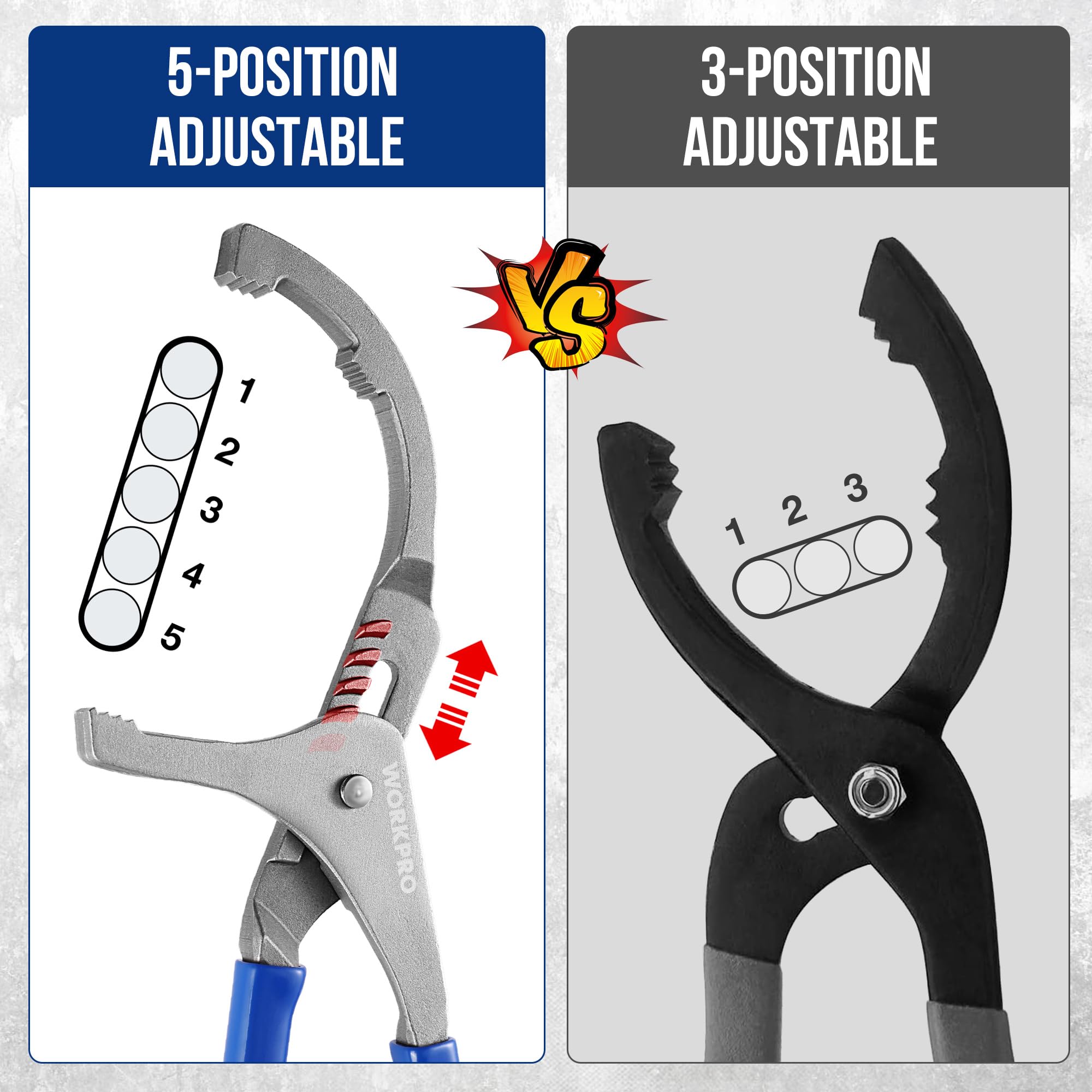 WORKPRO durable-head wrench delivers reliable grip on stubborn oil filters.