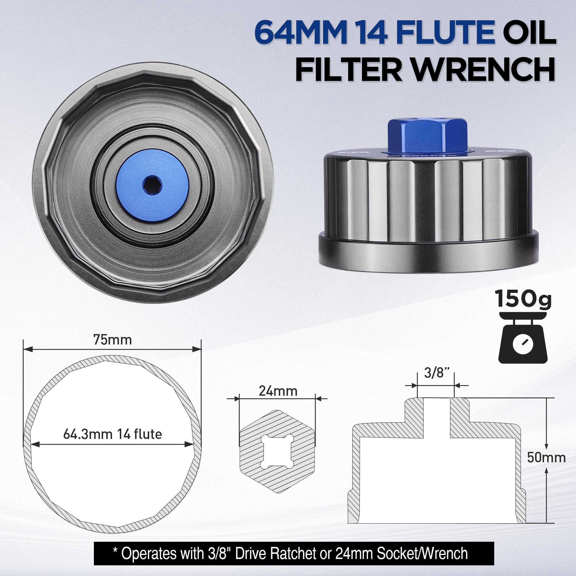 WORKPRO 14-flute tips grip filter caps securely during removal