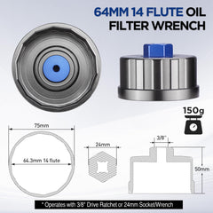 WORKPRO 14-flute tips grip filter caps securely during removal