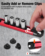 WORKPRO removable clips demonstrate easy customization of socket storage space