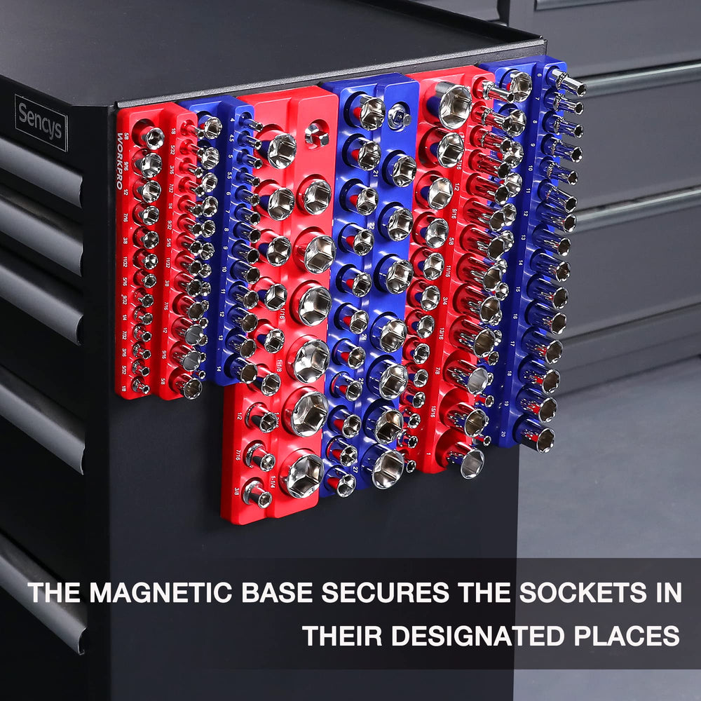 Close-up of WorkPRO magnetic base protects tools with soft rubber.
