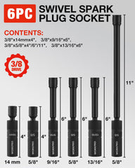 WORKPRO magnetic core spark plug socket securely holds plugs during installation