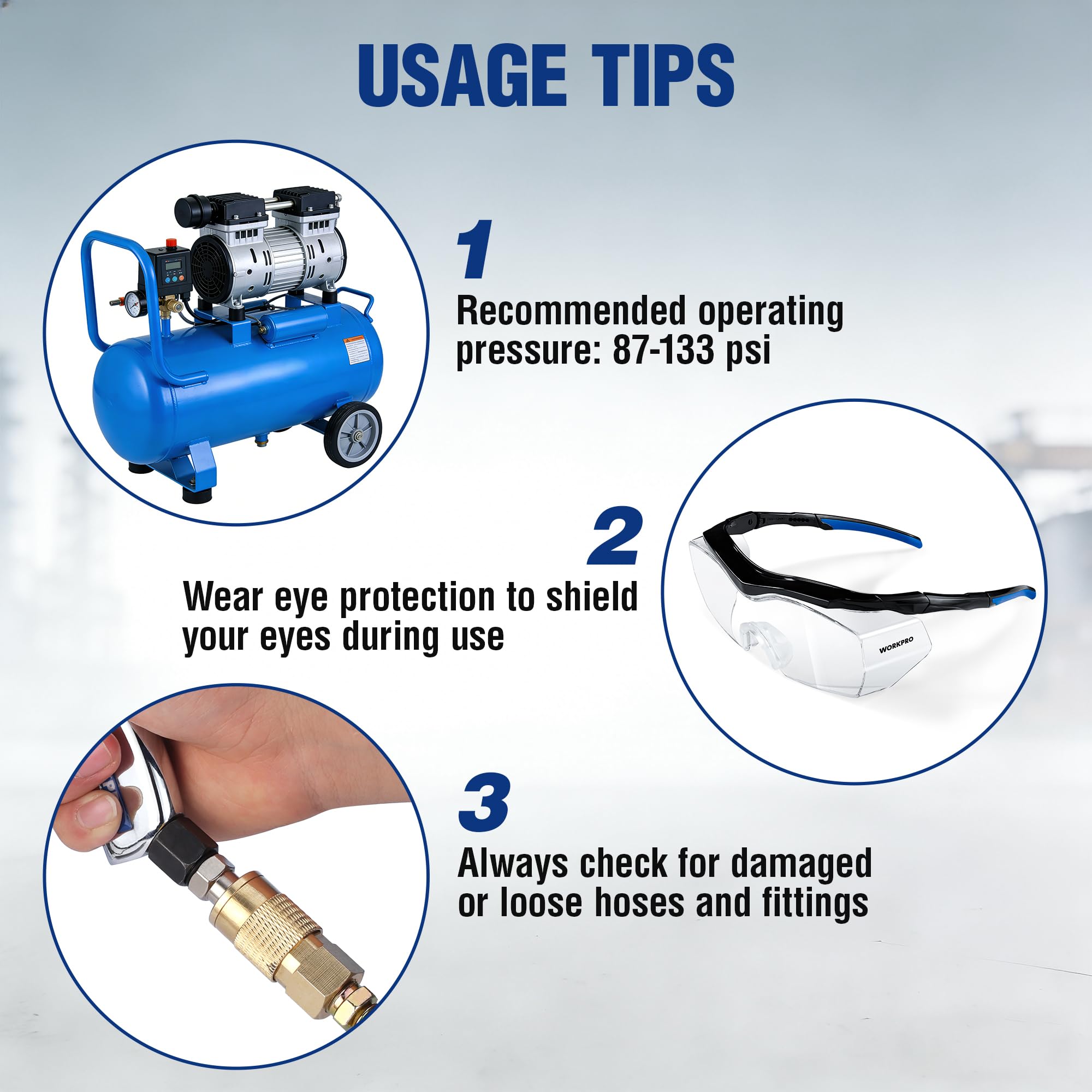 WORKPRO Tornado Nozzle includes 1/4 inch male thread fitting for hoses.