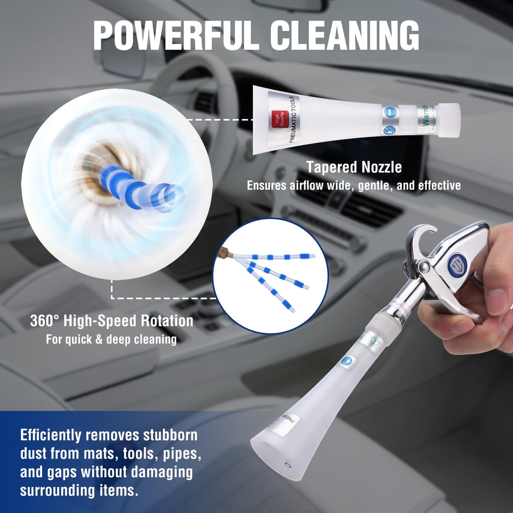 WORKPRO Tornado Nozzle seat gap dust removal in action.