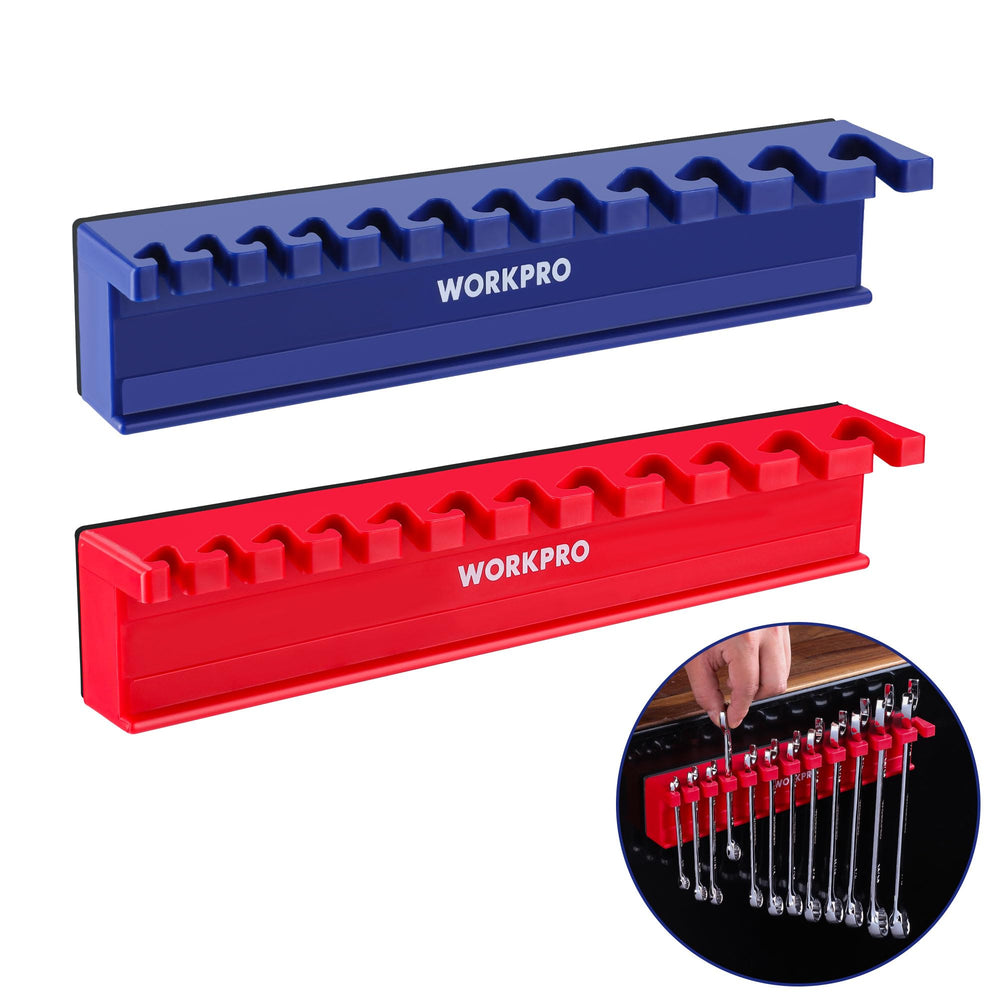 WORKPRO 24-slot capacity design helps sort metric and SAE wrenches efficiently.
