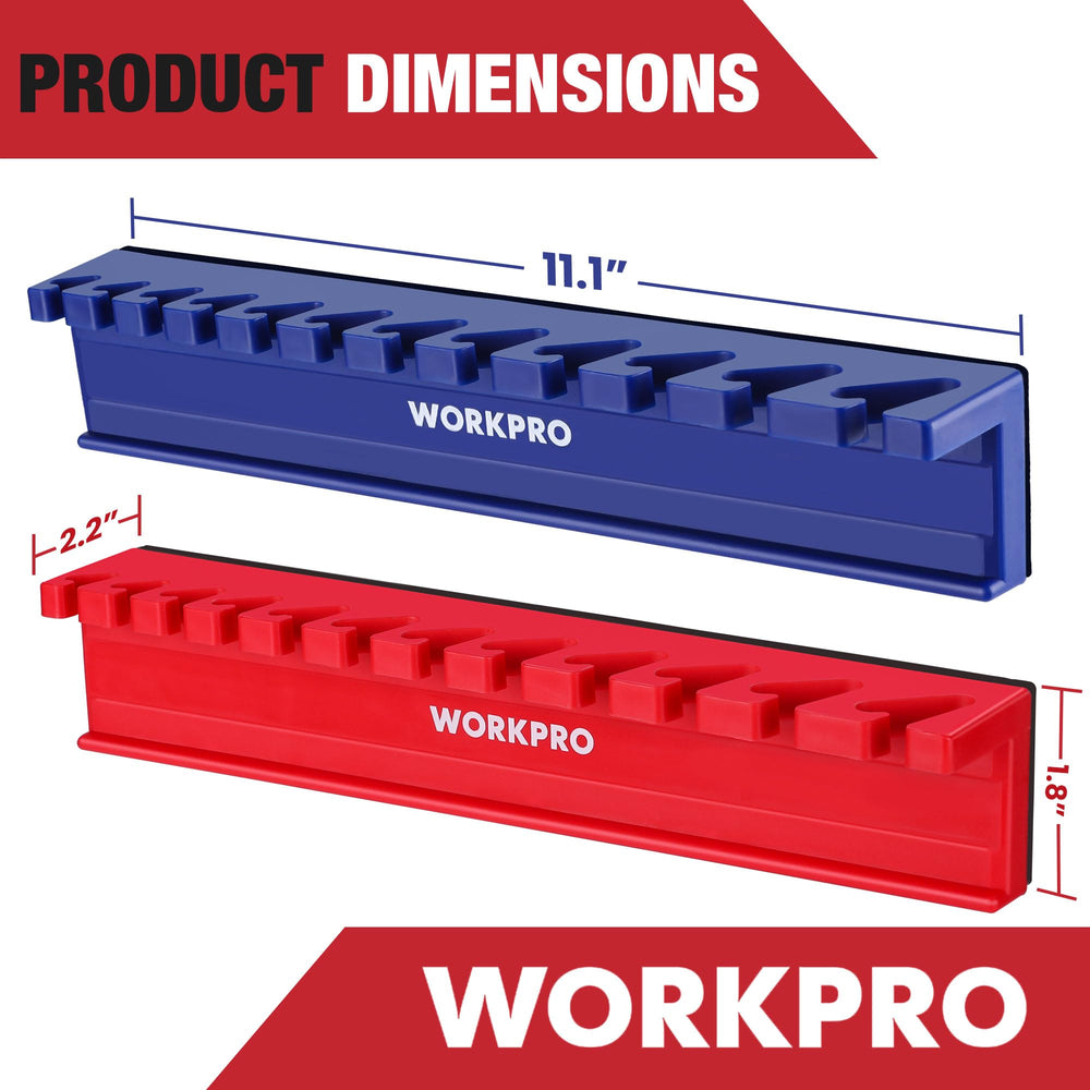 WORKPRO wrench organizer magnetic-base demonstrates secure steel surface mounting.
