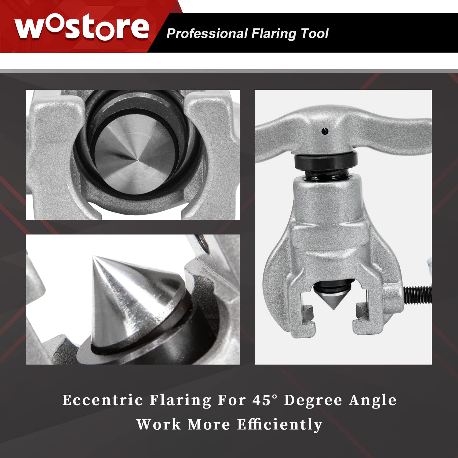 Wostore 45-degree flare cone ensures smooth, uniform flare formation