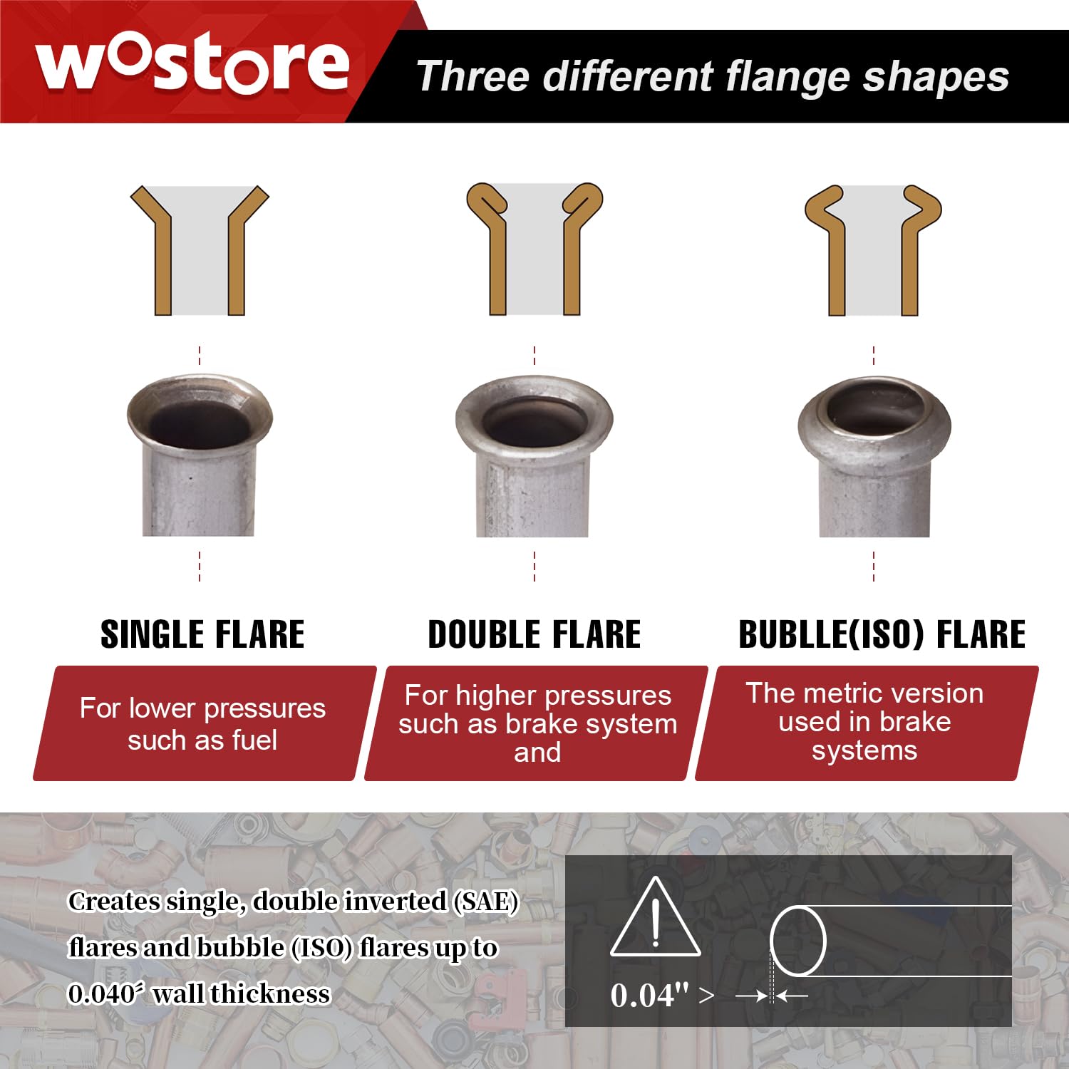 Wostore brake flare kit pipe reamer deburrs ends for leak-free joins