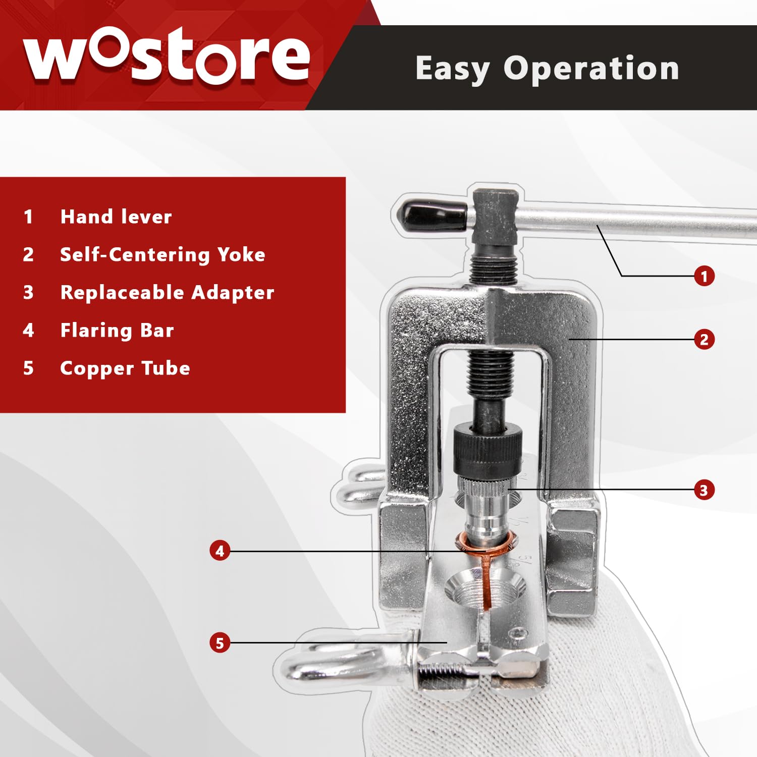 Wostore ratchet wrench provides controlled tightening for square valves and fixtures.