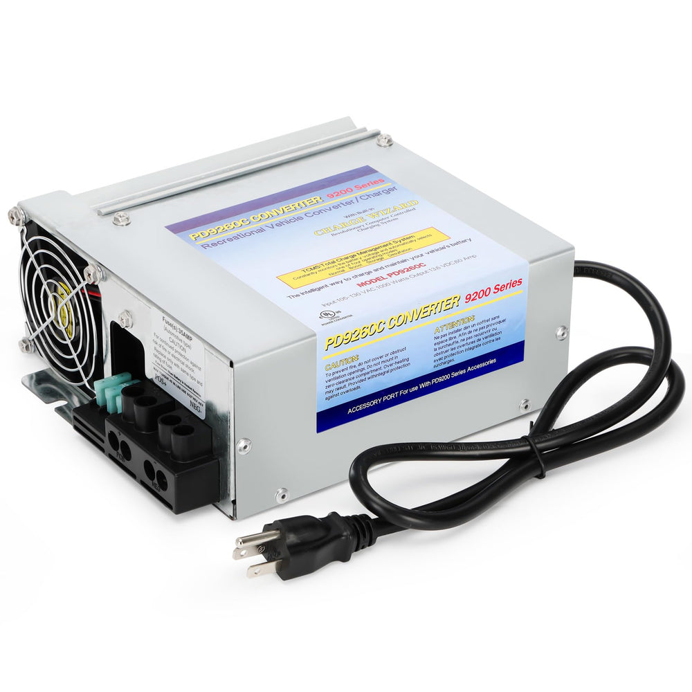 WOUDY PD9260C 60A inverter charger powering RV electrical system