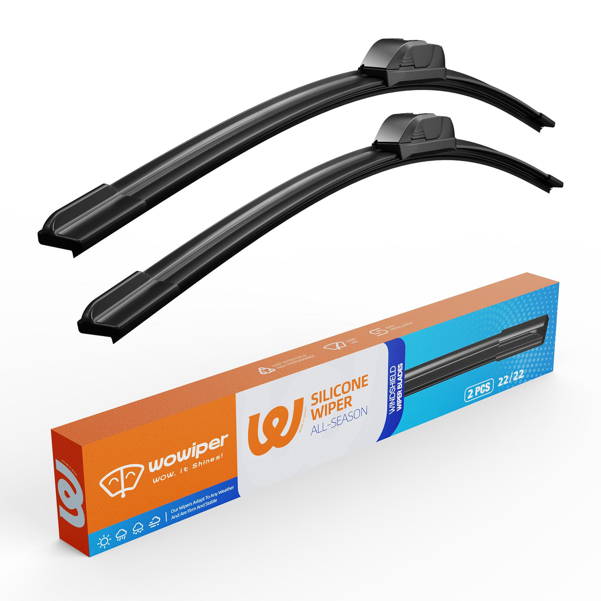 WOWIPER 22W wiper blades pair for clear rain visibility