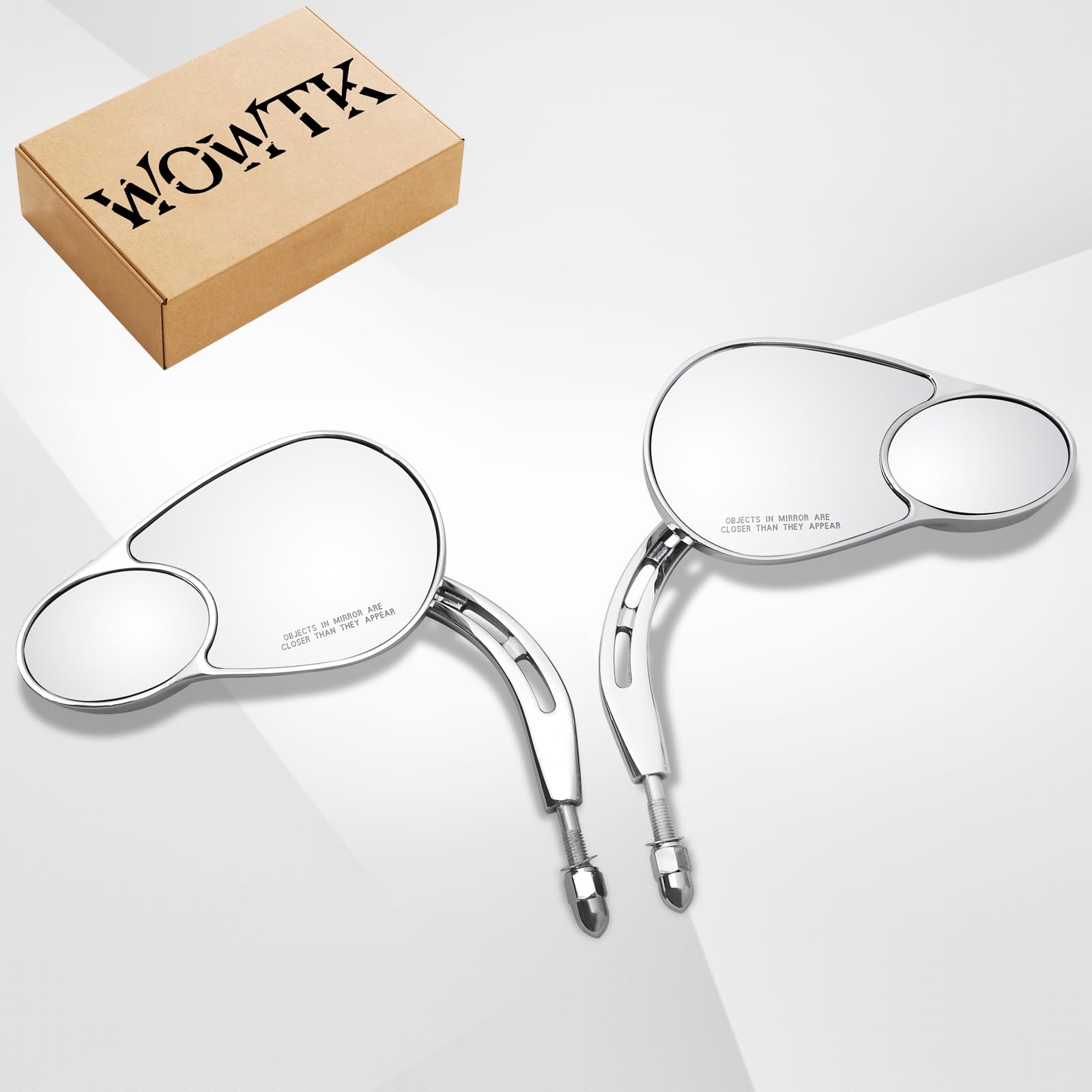 WOWTK chrome Harley mirrors side-view pair for stylish, functional touring.
