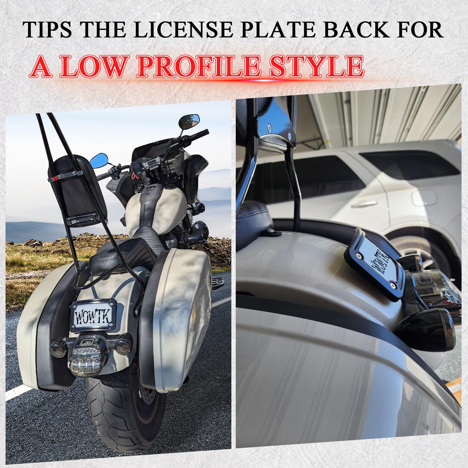 WOWTK curved laydown frame for Honda VTX1300R chrome finish improves rear appearance and wind flow
