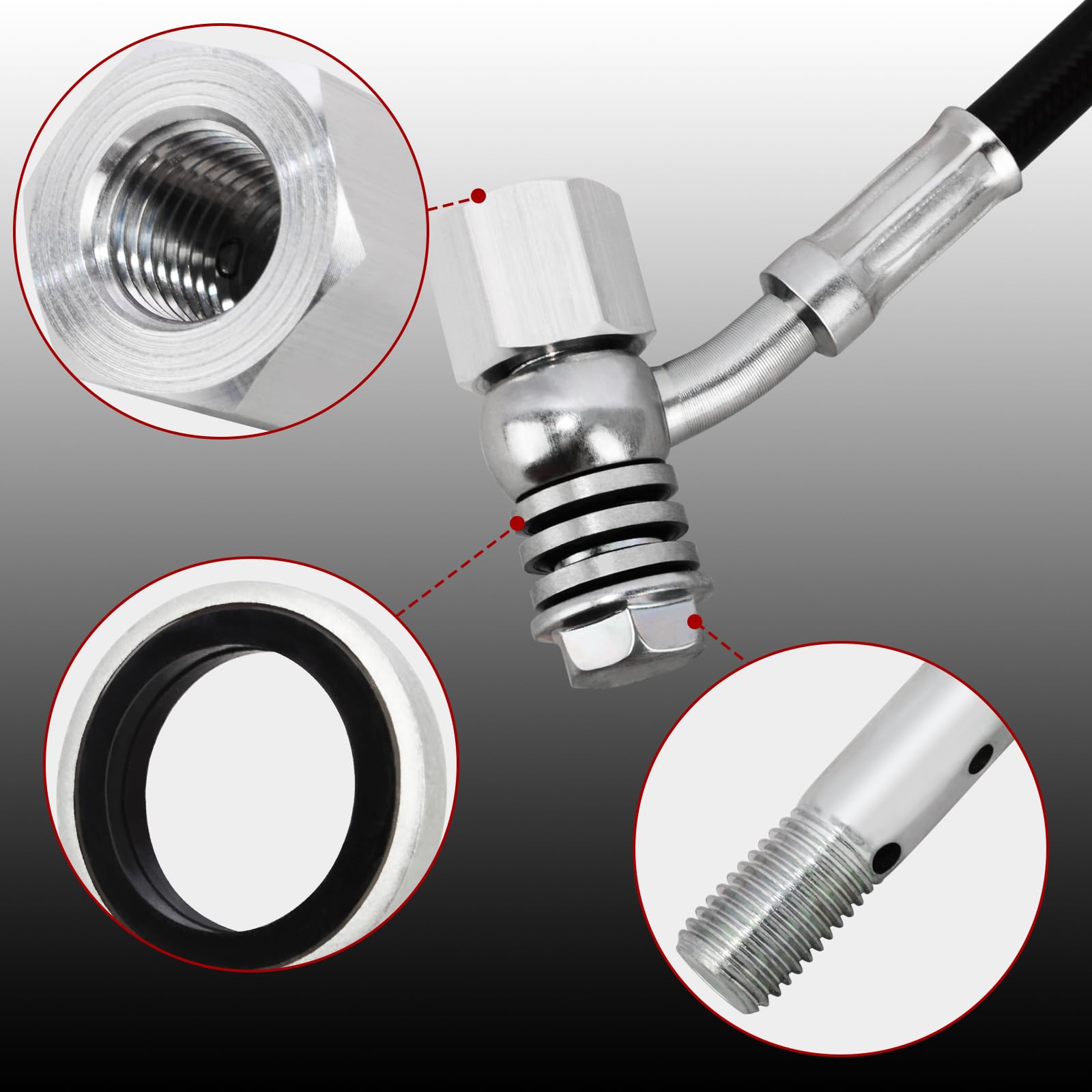 Installed WOWTK extension demonstrates improved routing and brake line flexibility in a motorcycle setup.