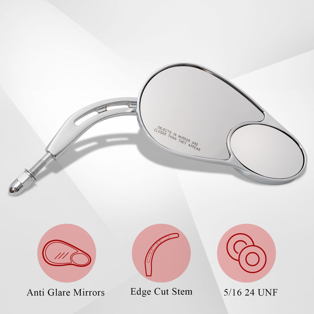 WOWTK chrome Harley Road Glide rearview mirror supports easier highway awareness.