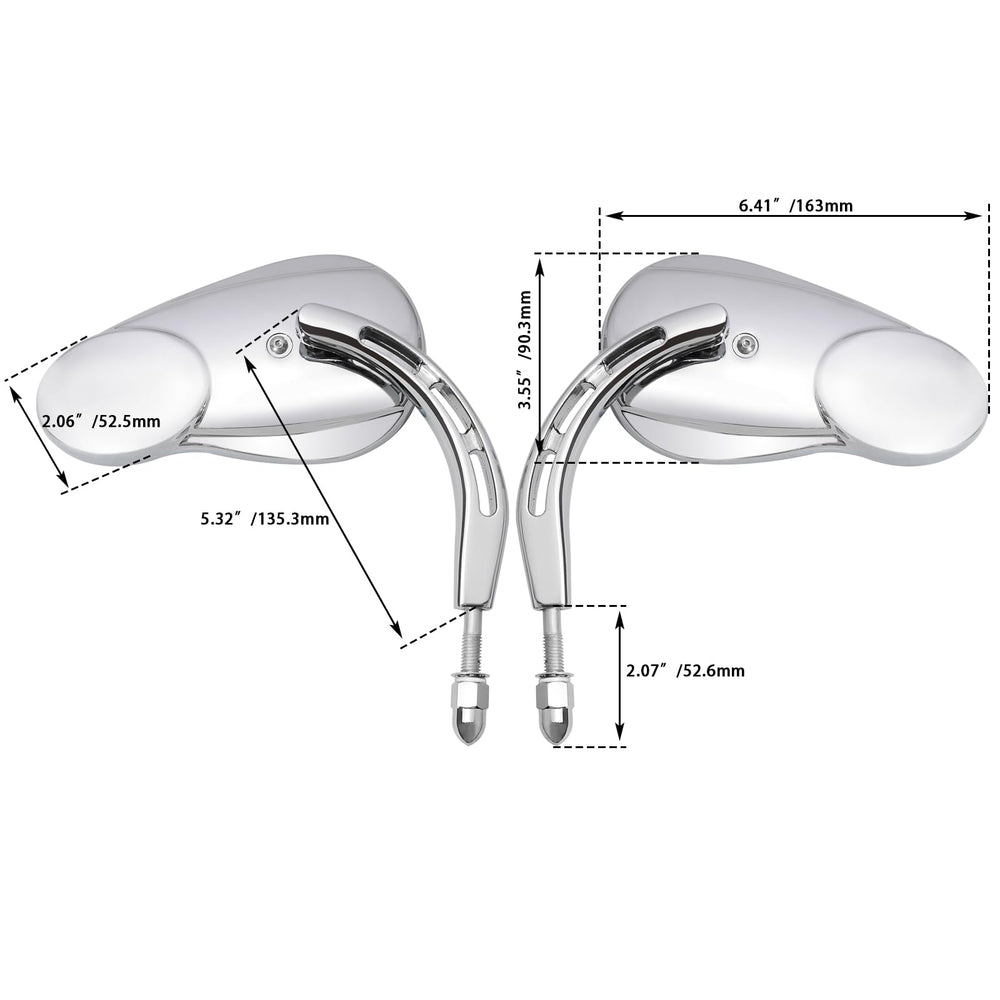WOWTK chrome split-vision mirror for Harley Softail with precise alignment.