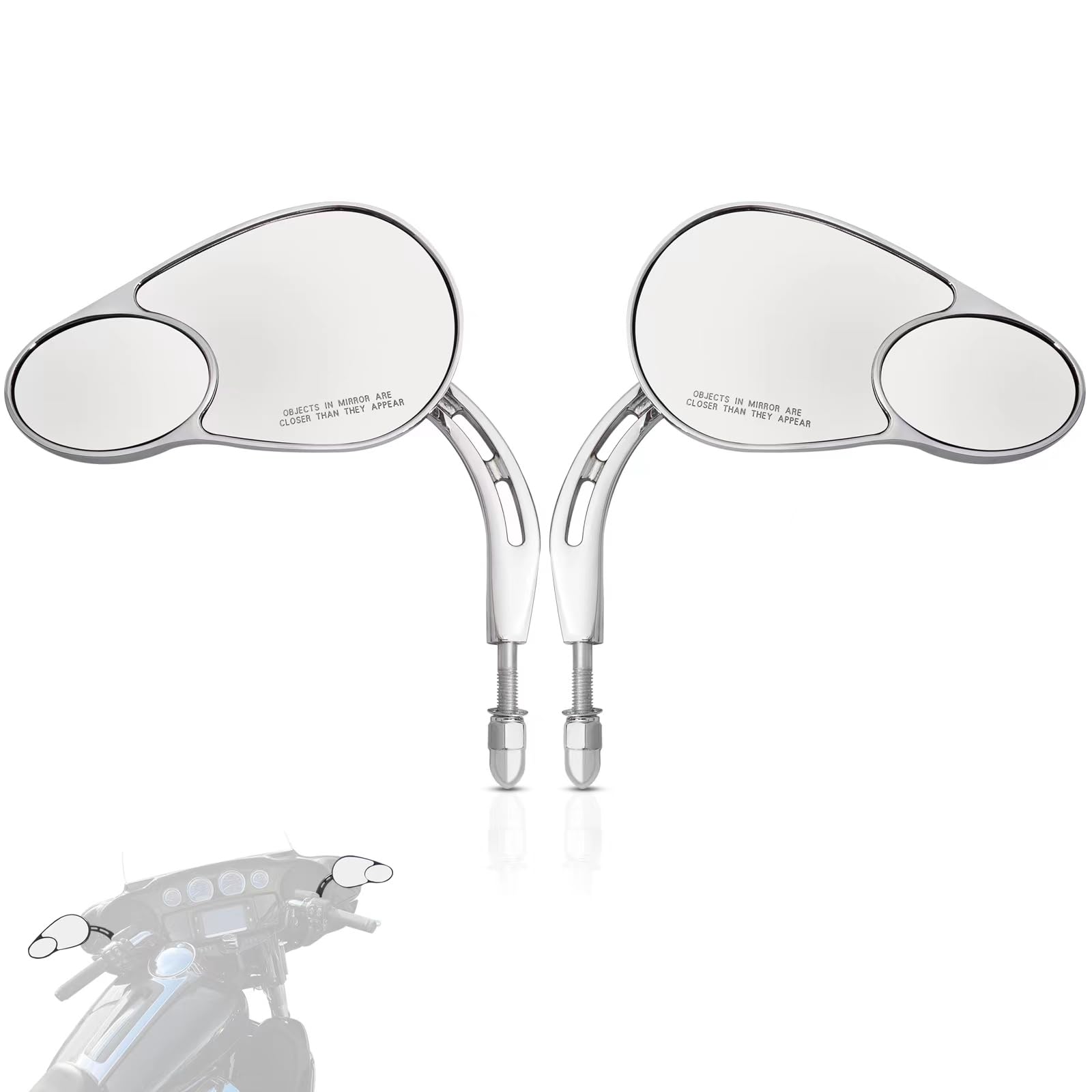 WOWTK split-vision left mirror for Harley provides a wider left view for safer lane changes.