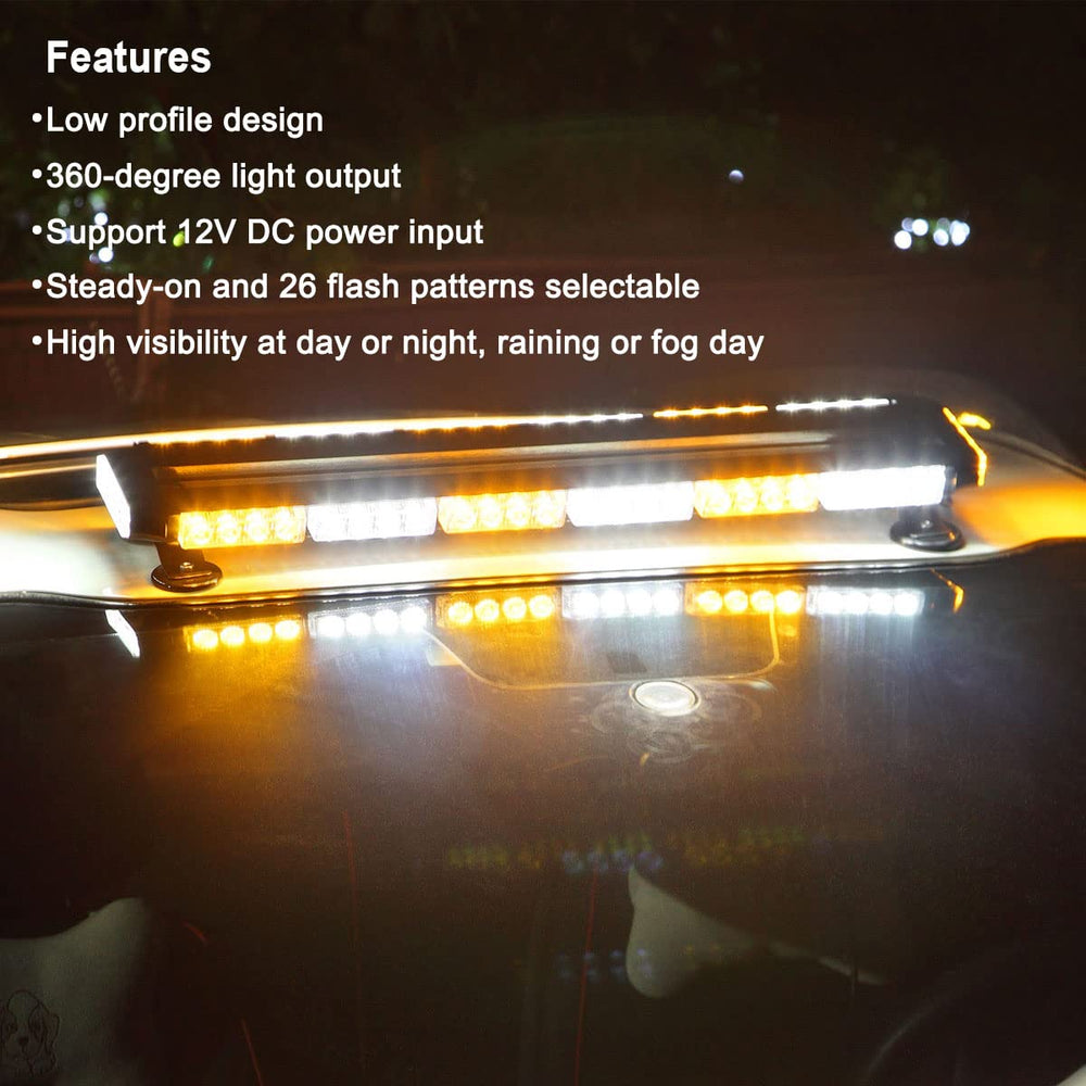 WOWTOU amber white emergency light bar enhances road warning visibility