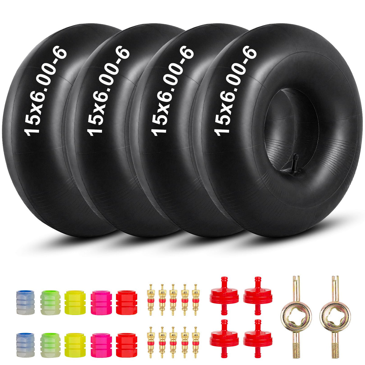 Woxla inner tube for 15x6-00-6 with straight TR14 valve ensures reliable inflation.