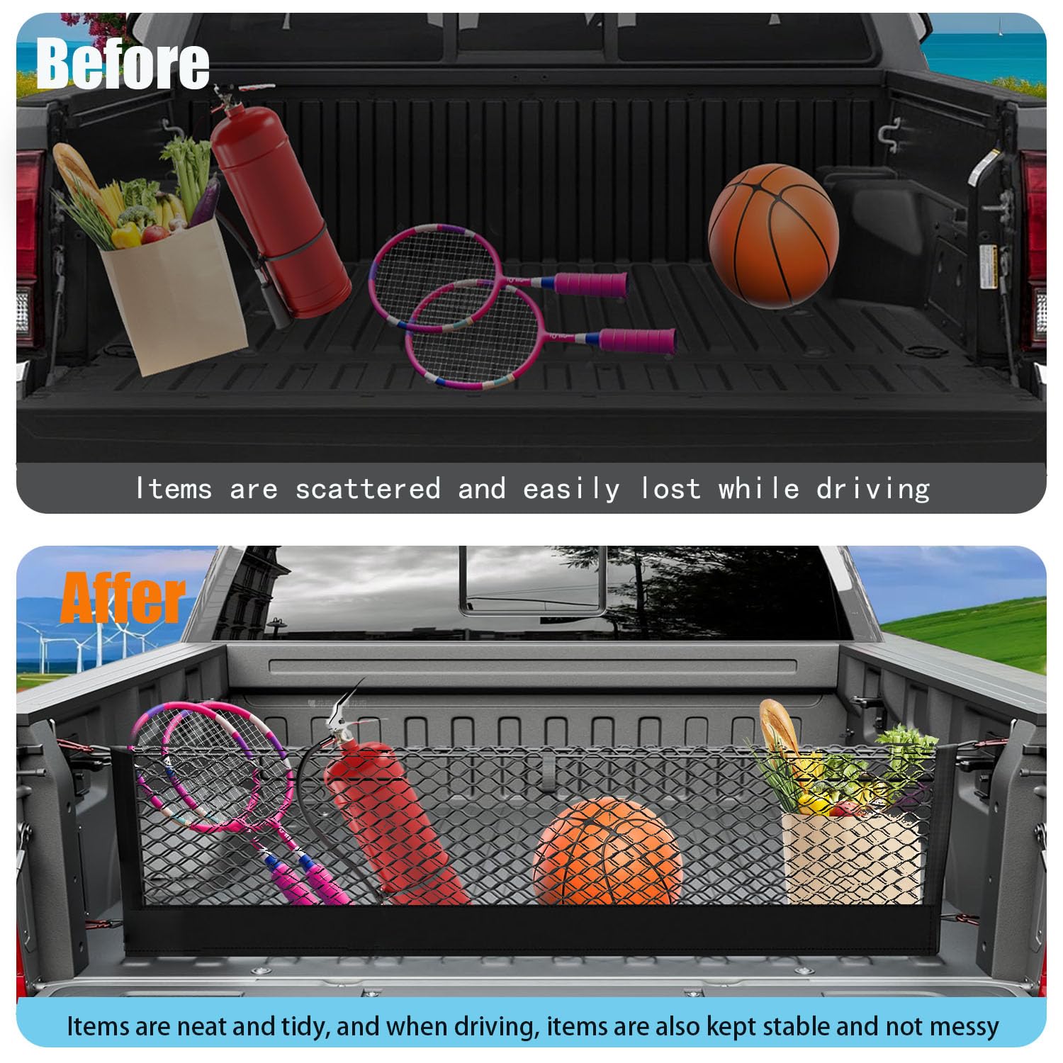 WQMXILI cargo net with storage bag keeps setup organized and portable