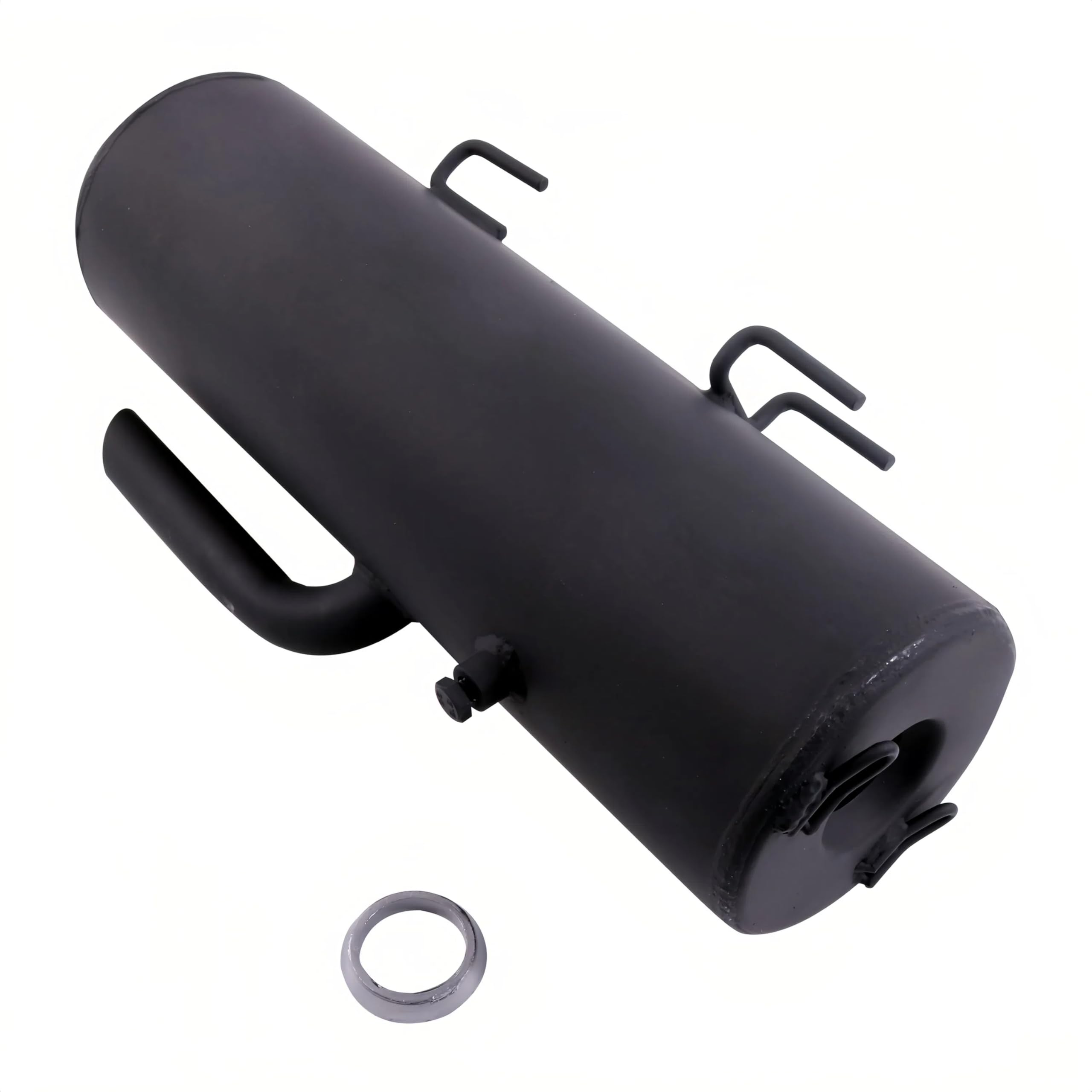 WQSING muffler silencer front view highlights aluminum build for Polaris Ranger compatibility.