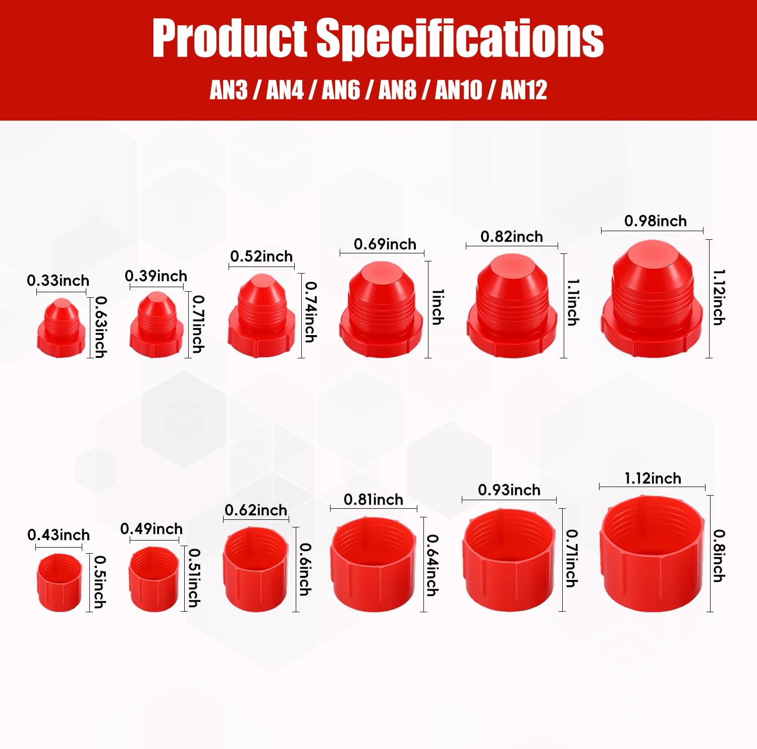 WQZLNX red plastic caps and plugs highlighted for durable sealing during maintenance.