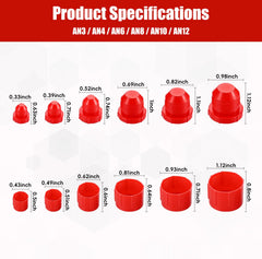 WQZLNX red plastic caps and plugs highlighted for durable sealing during maintenance.