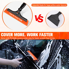 WRAPXPERT aluminum-handle squeegee provides steady pressure to push out moisture.