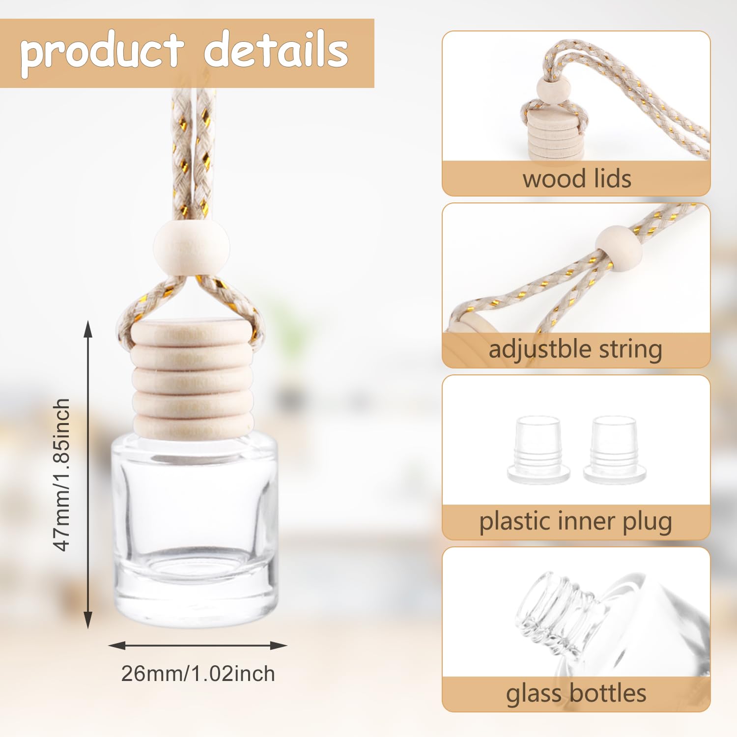 Wresty car bottle with wood cap highlighting natural wood finish