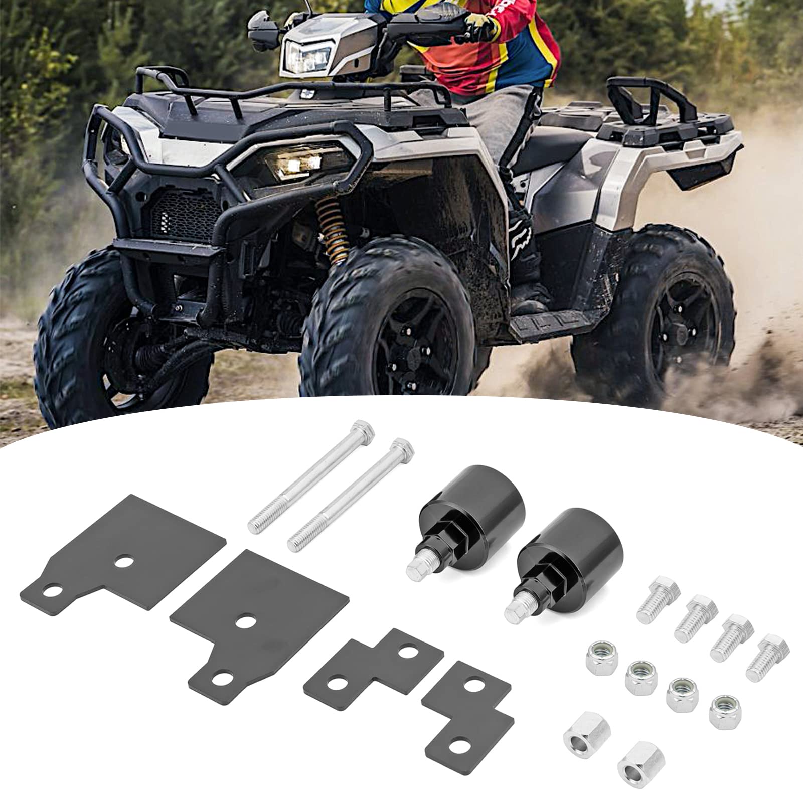 Wsays front and rear 2-inch lift installed on Polaris Sportsman improving ground clearance