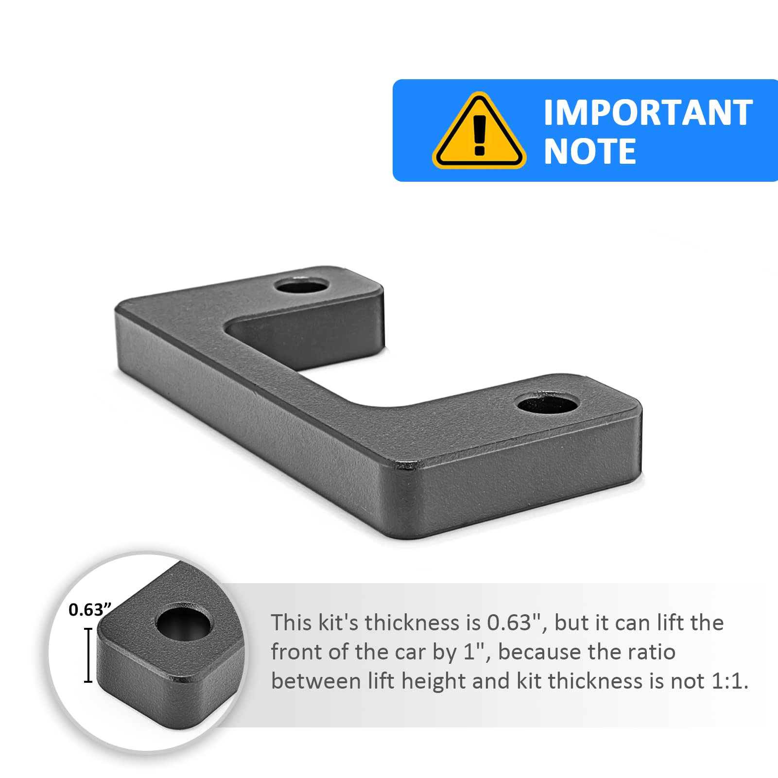 Wsays 1-inch lift increases ground clearance and approach angle.