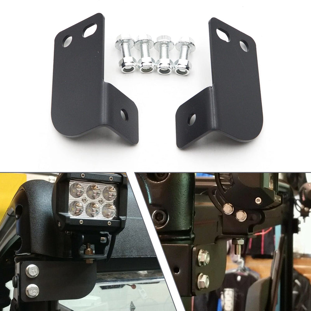 Wsays rear roof pillar bracket set installed on a Polaris Ranger for versatile light mounting