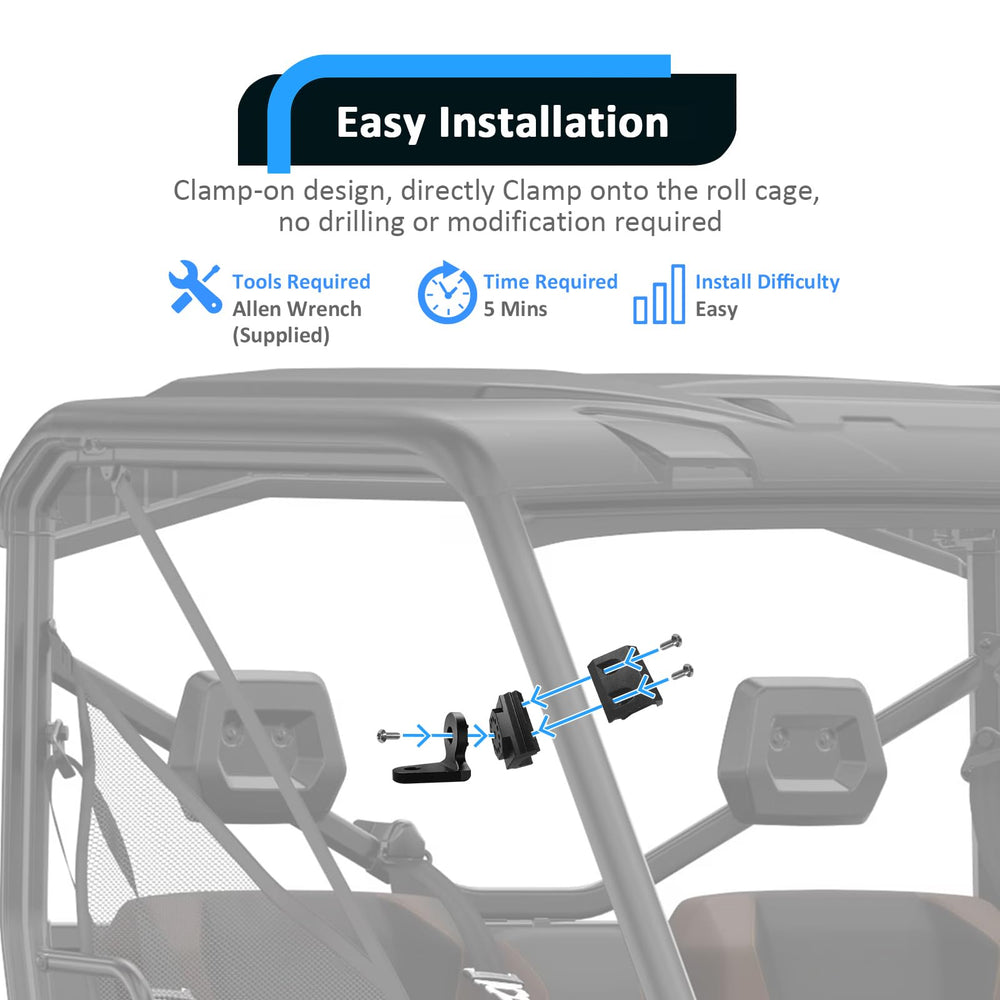 Wsays CNC aluminum bracket with 360° adjustability enables precise light aiming.