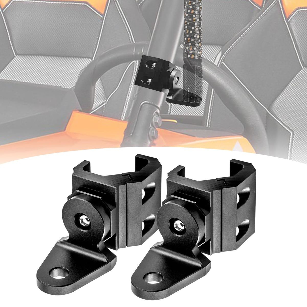 Wsays UTV Pro-fit roll cage mount for flag light provides improved night visibility on the roll bar.