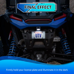 Wsays UTV universal license plate bracket rear view for secure mounting.