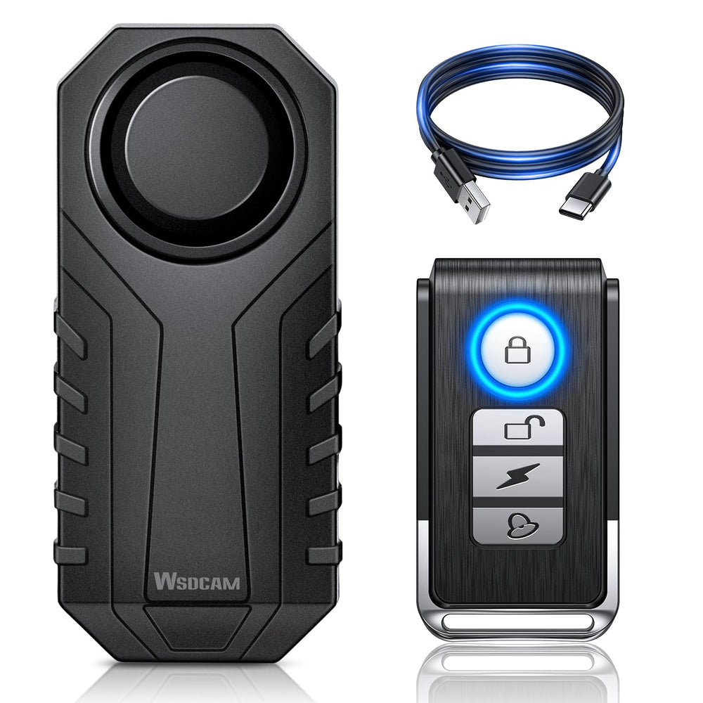 wsdcam 113dB bike alarm front view for discreet outdoor security