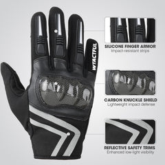 WTACTFUL motorcycle gloves carbon-knuckle shield for confident impact protection.
