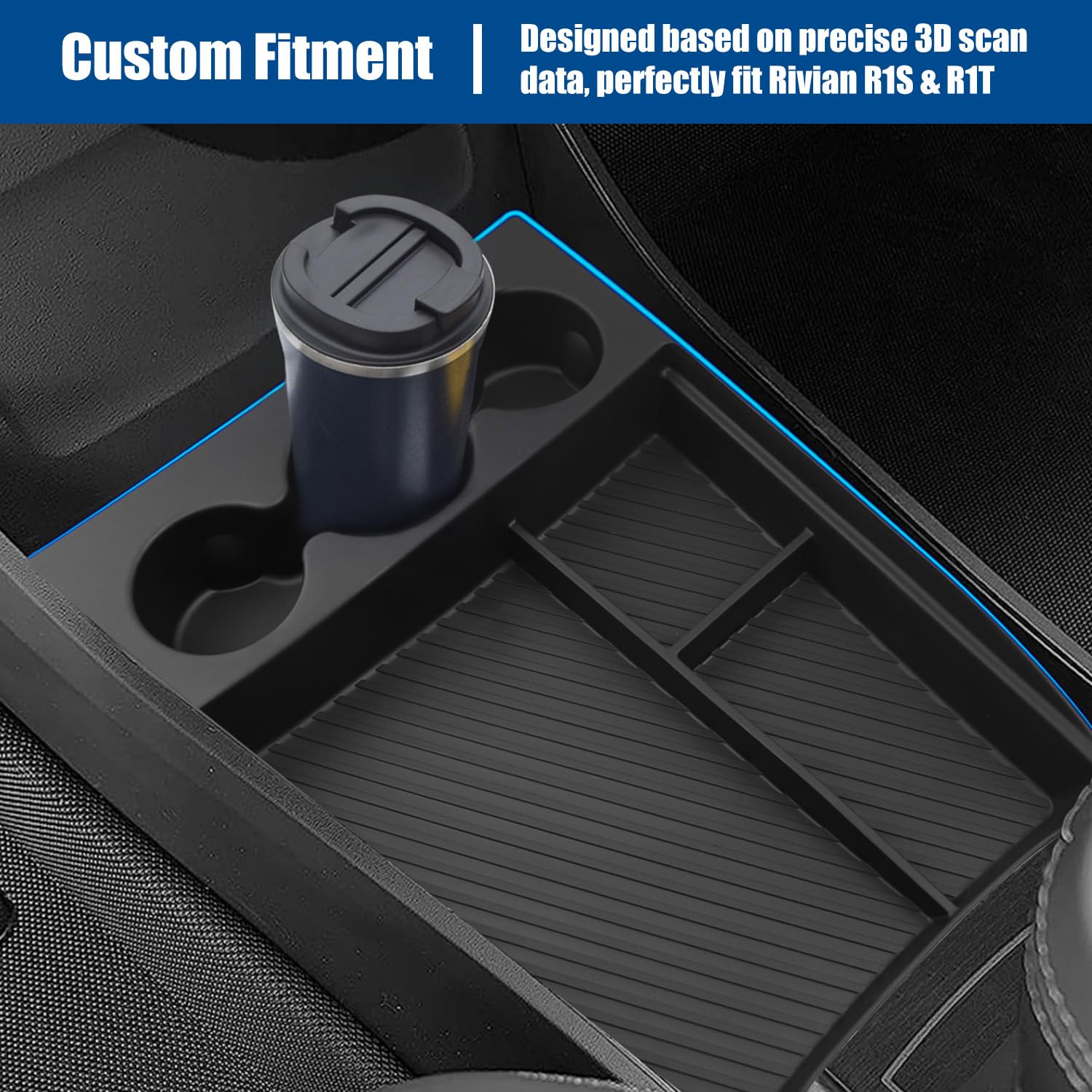 Wuchurth center console tray with three compartments keeps small essentials organized.