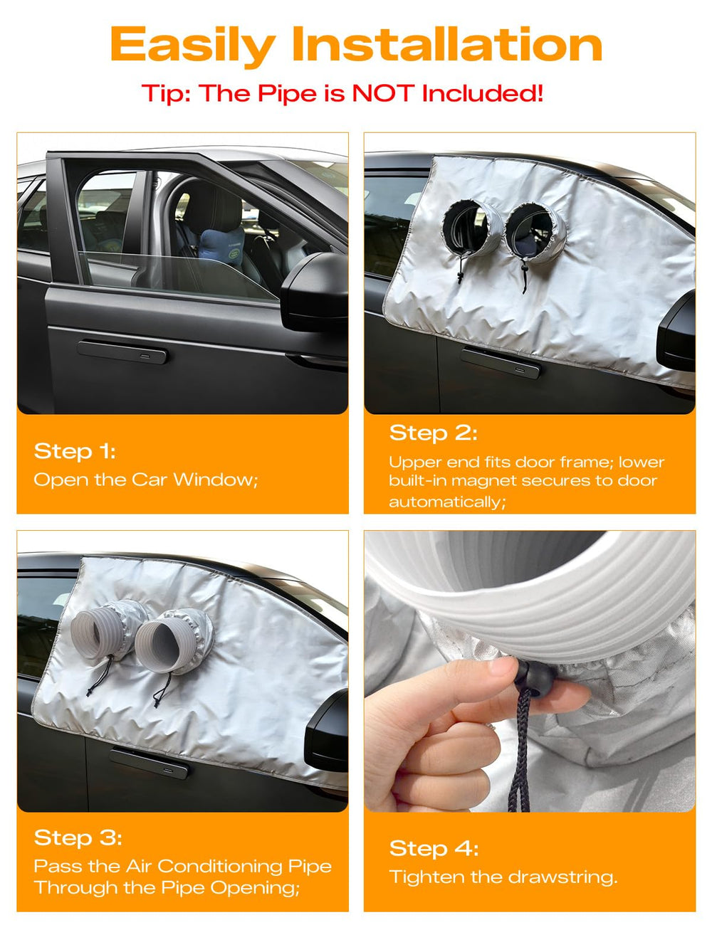 WUJODOR quick-install step1 image shows tool-free setup.