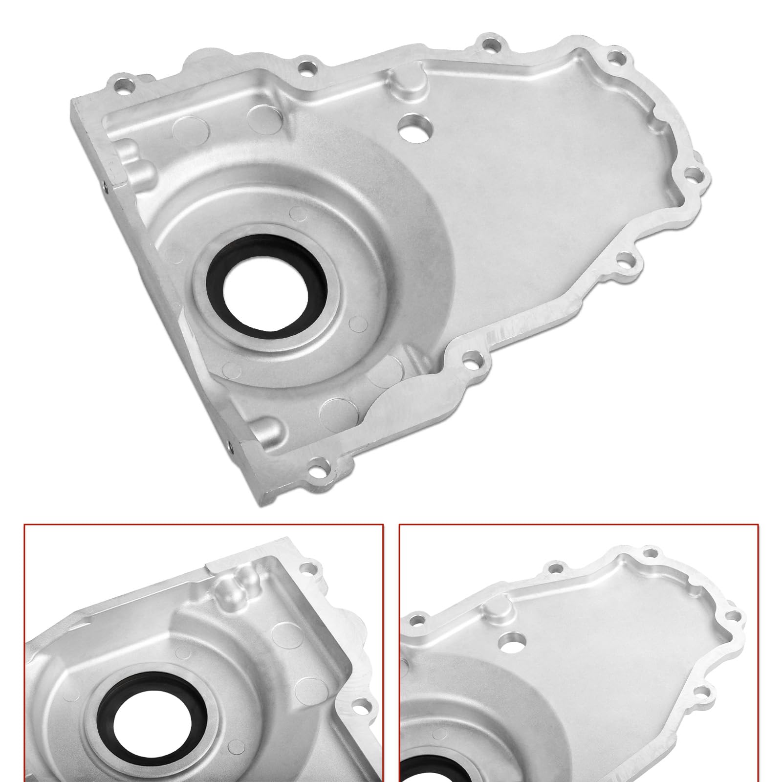 WULAZMU cast aluminum timing cover provides solid protection against engine debris.