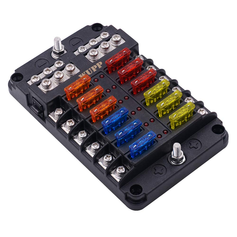 WUPP boat marine fuse block panel with LED indicator for quick fault identification