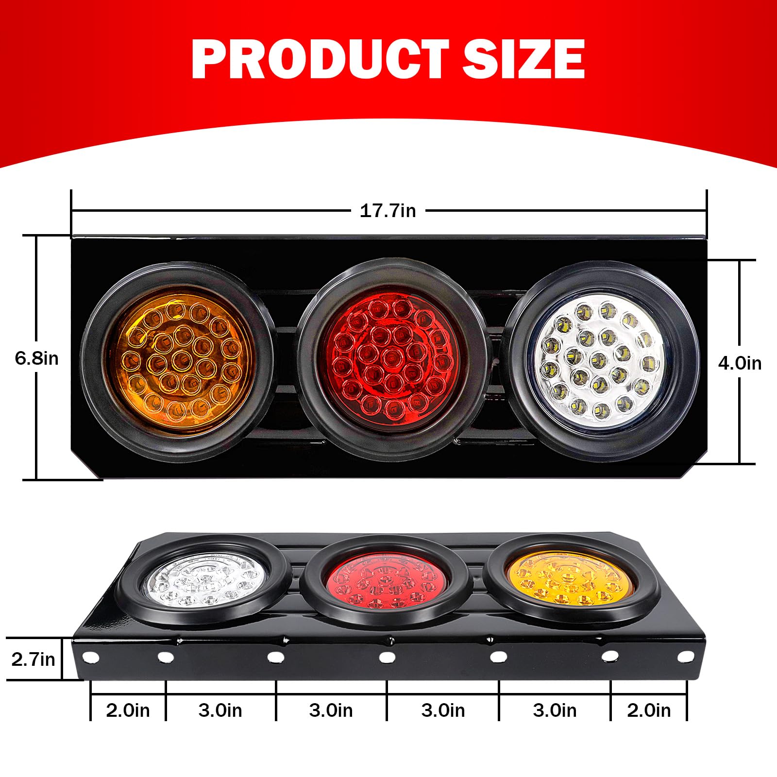 WUSHIXAN round 4-inch LED tail light with bright signaling.