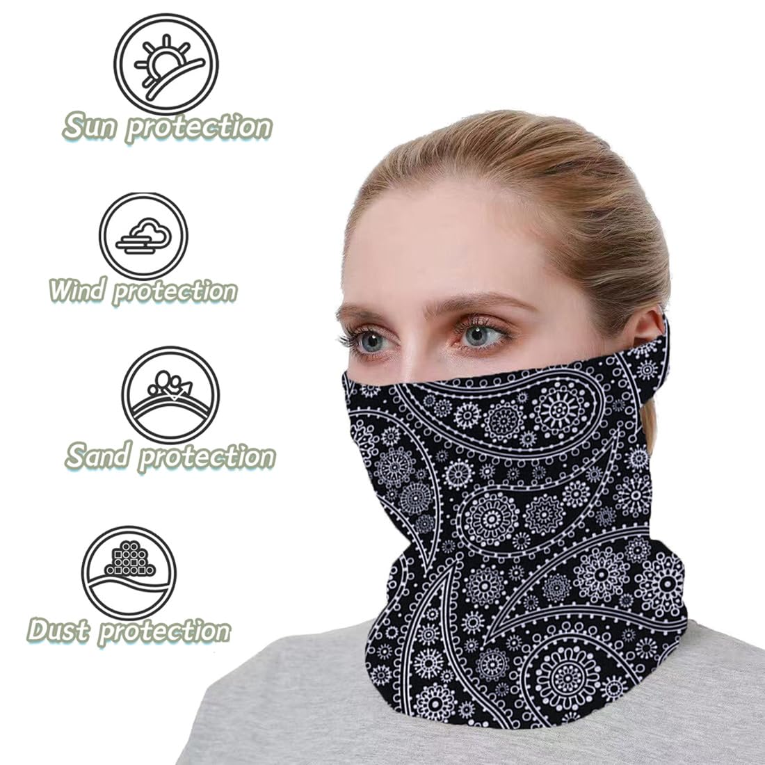 WXDRVT neck gaiter solid pattern versatile for daily active wear.