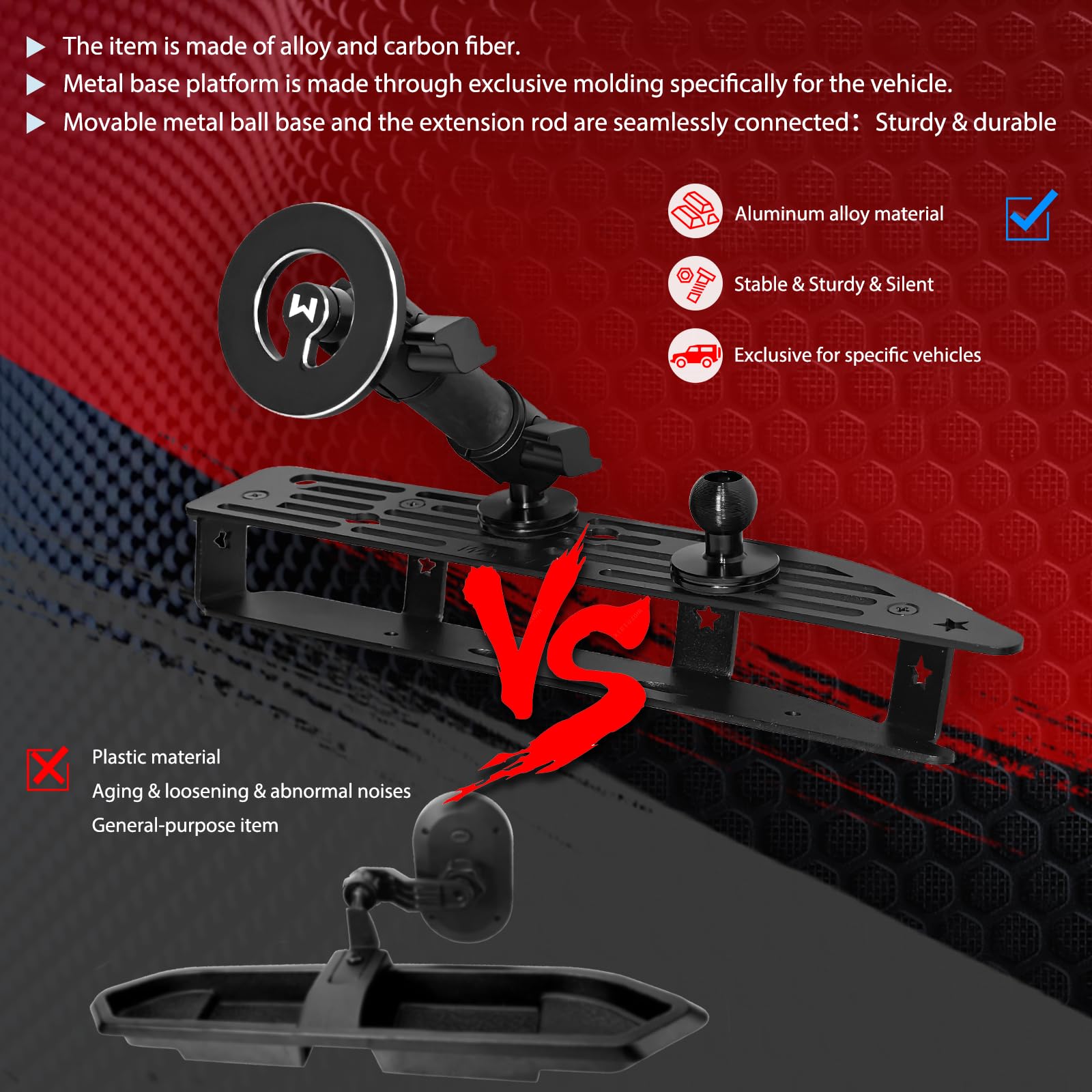 WXRYLYN all-metal base with ball assembly for durable mounting.
