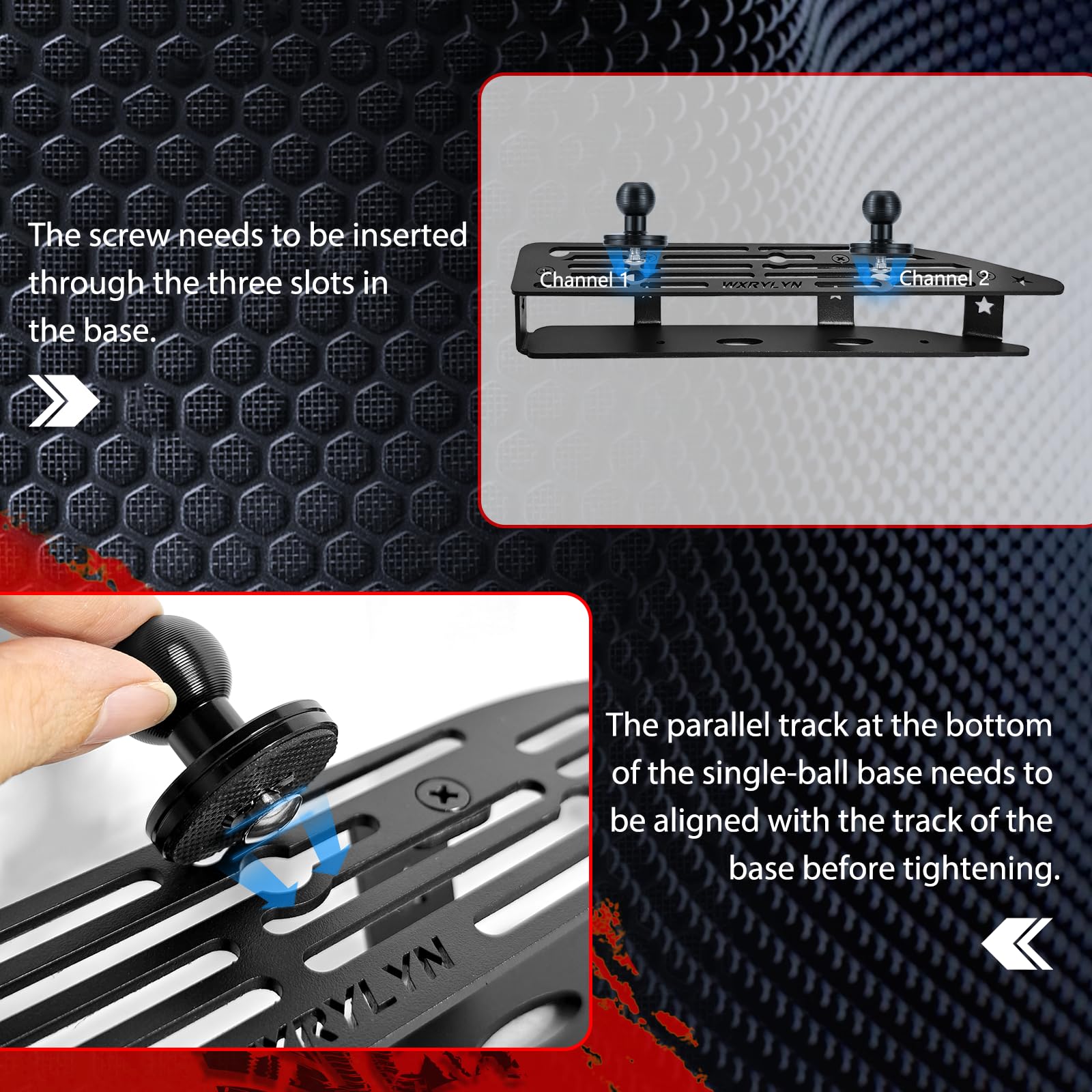 WXRYLYN alignment guide showing parallel track placement for stability.