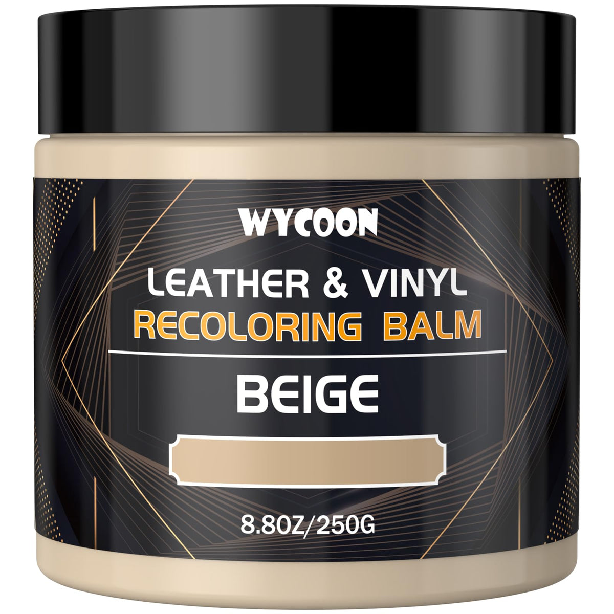 WYCOON leather balm beige bottle pour for quick recolor on faded leather.