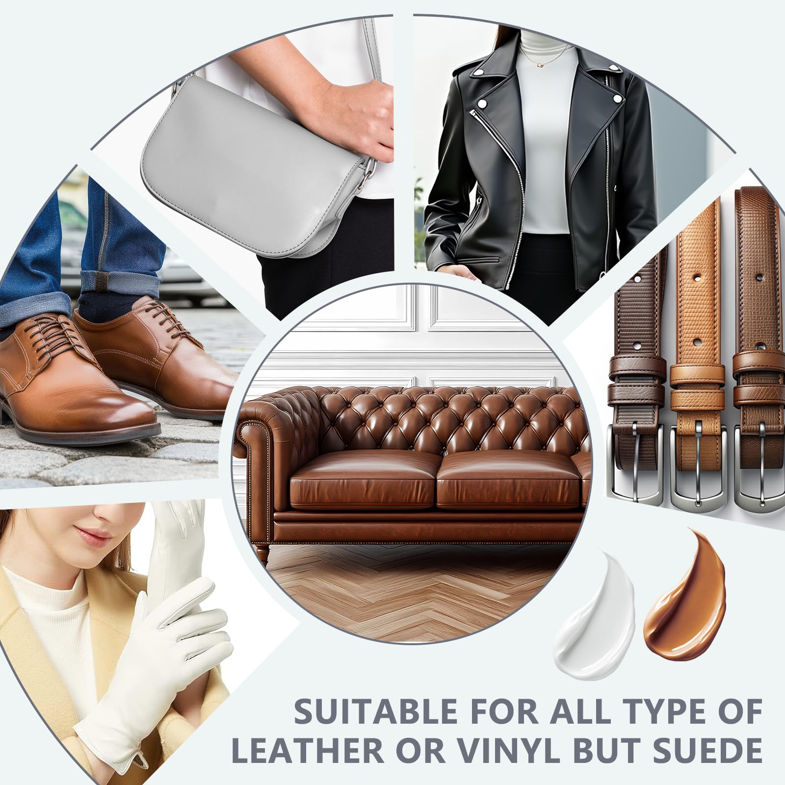 WYCOON leather recoloring paste application; smooths scratches and restores uniform shade.